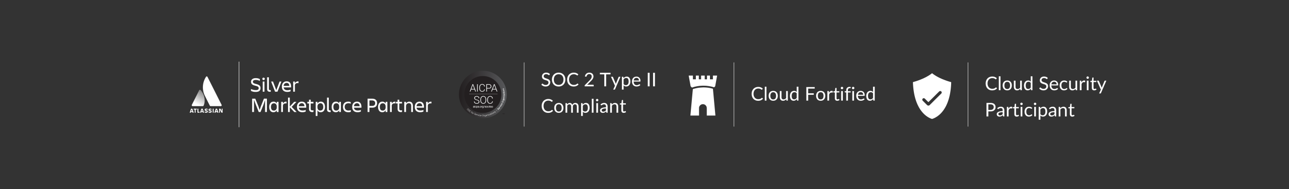 Atlassian Silver Marketplace Partner, SOC 2 Type II Compliant, Cloud Fortified, Cloud Security Participant