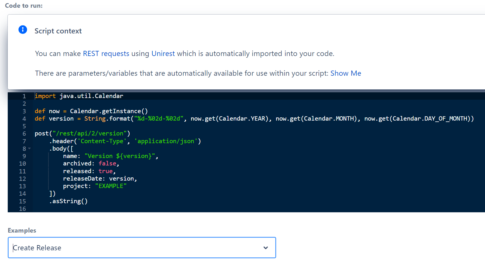ScriptRunner Release example