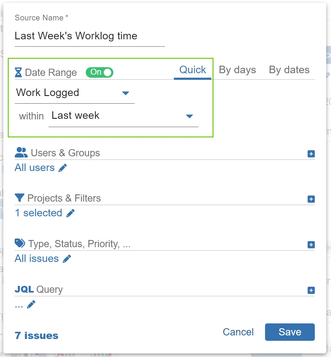 Data source worklogs