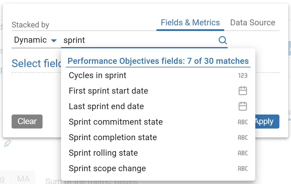 Sprint state fields list