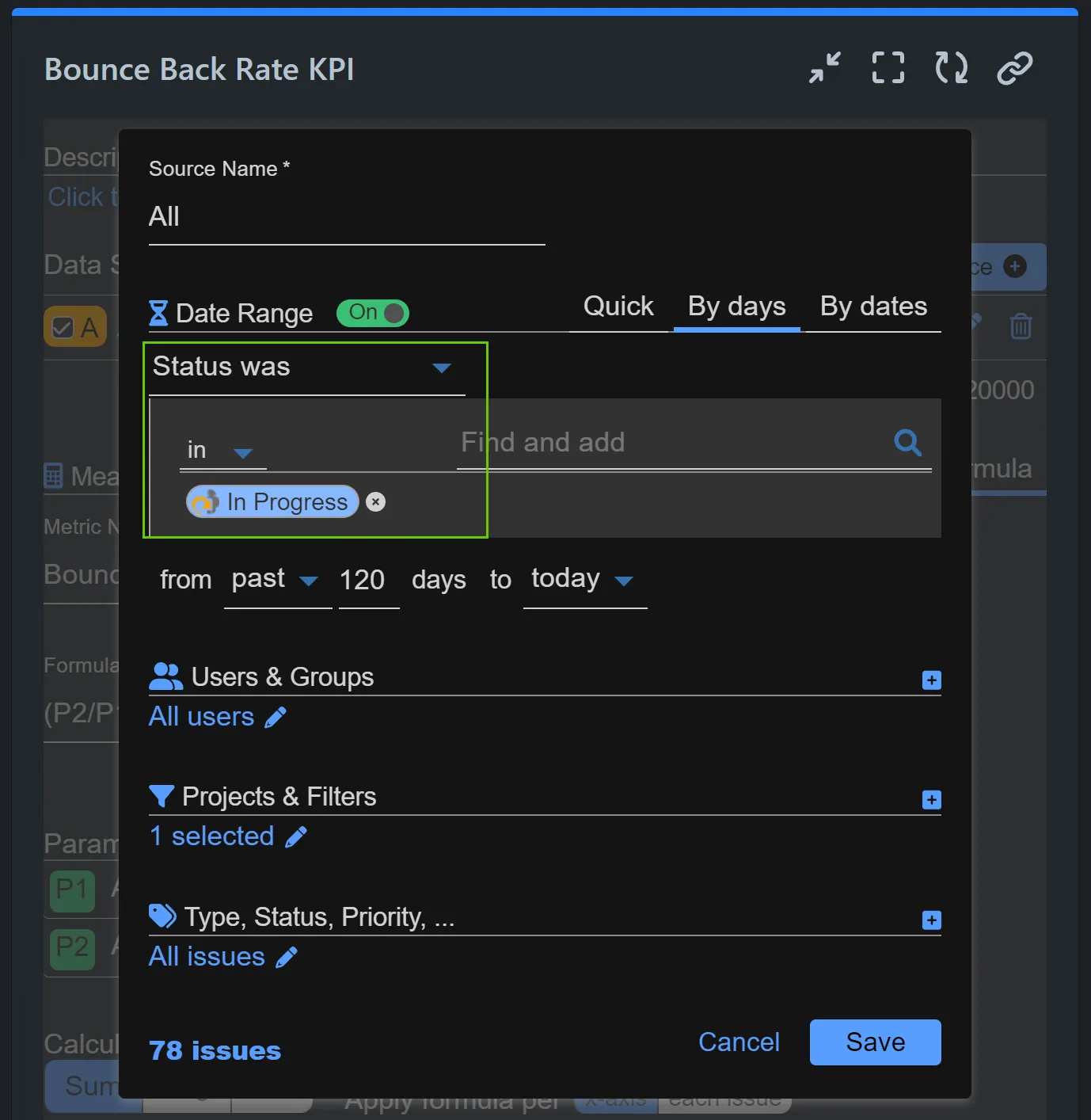 Bounce back rate data sourcee settings