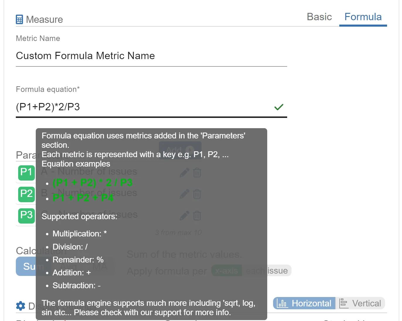 formula metrics example