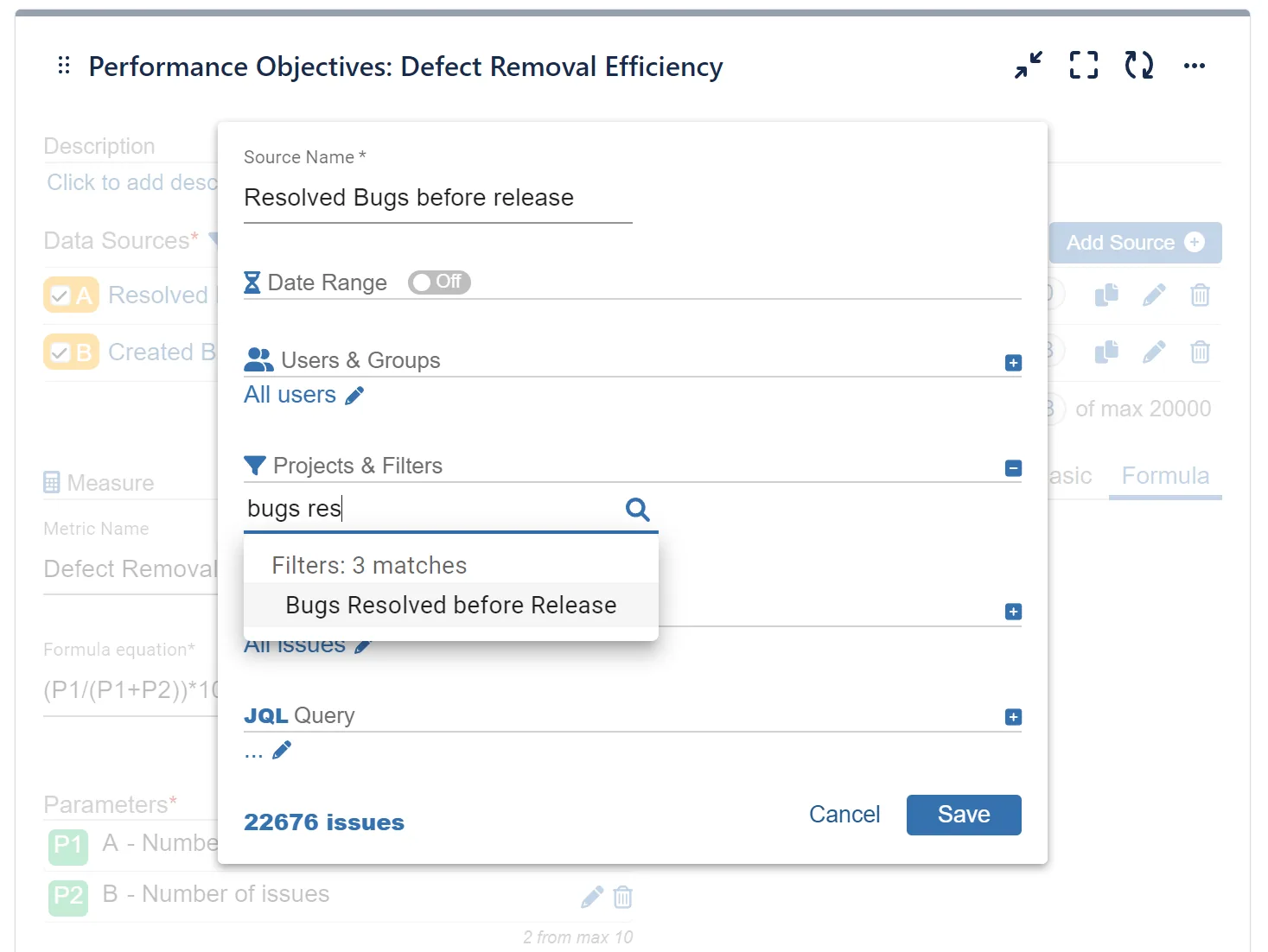 DRE data source 1 settings