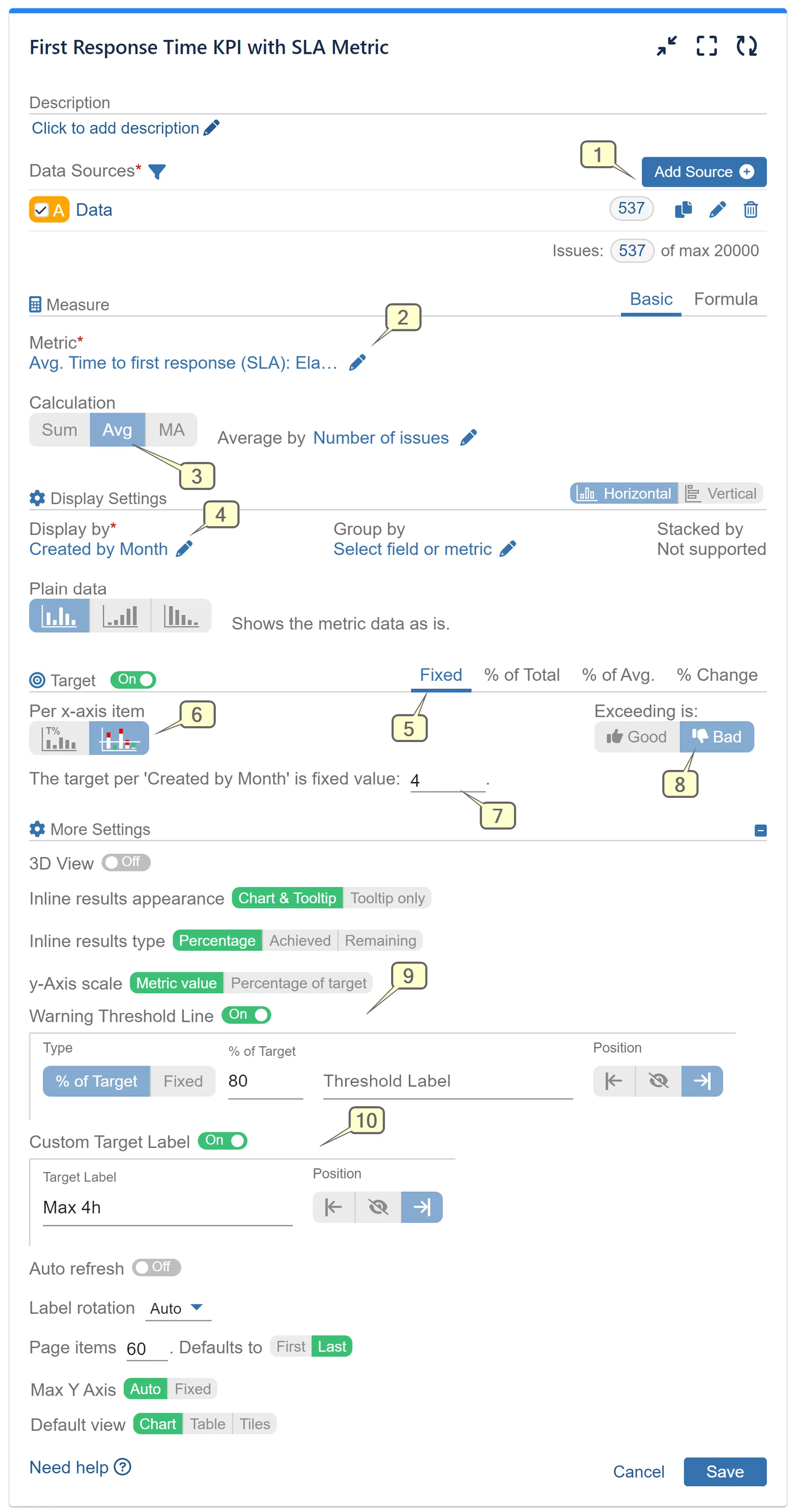 Configuration screen with steps
