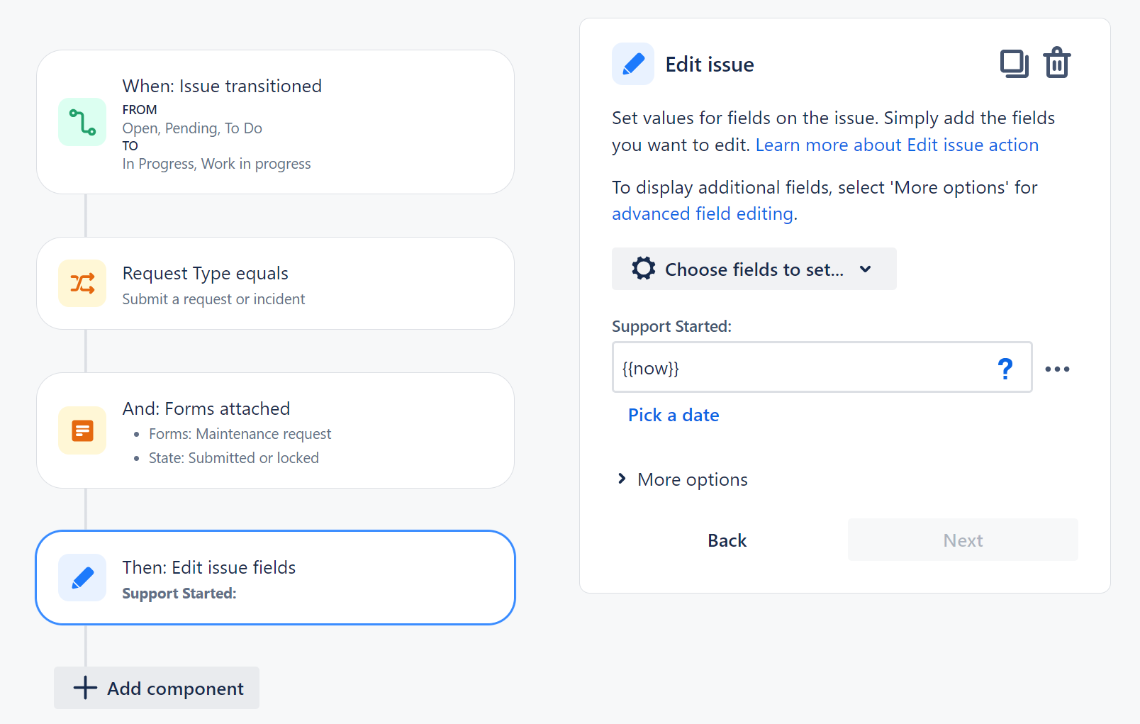 settings screen