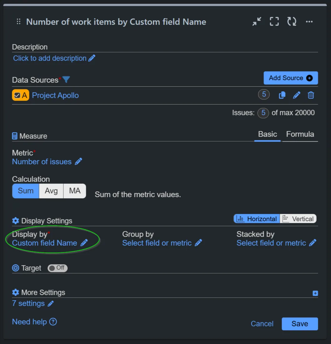 Custom field name report for Jira - settings
