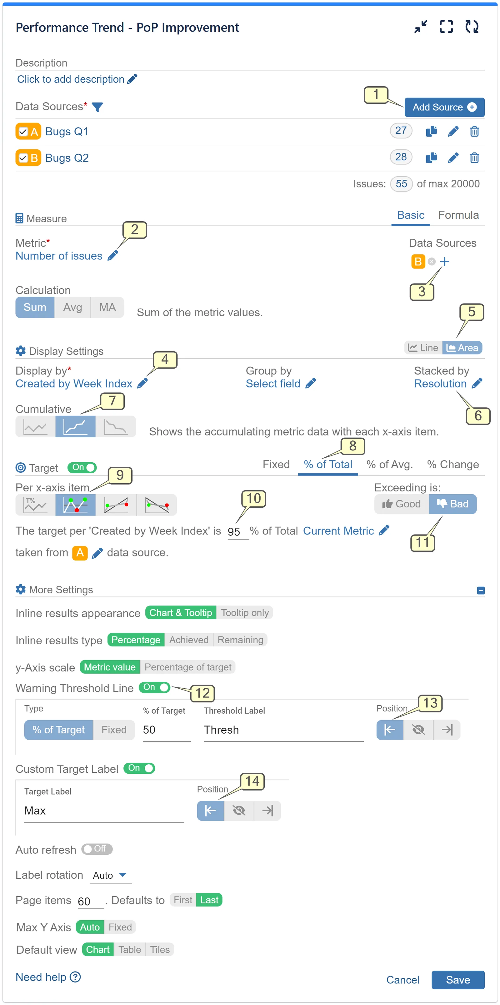 Period over Period Improvement KPI Settings Jira Dashboard