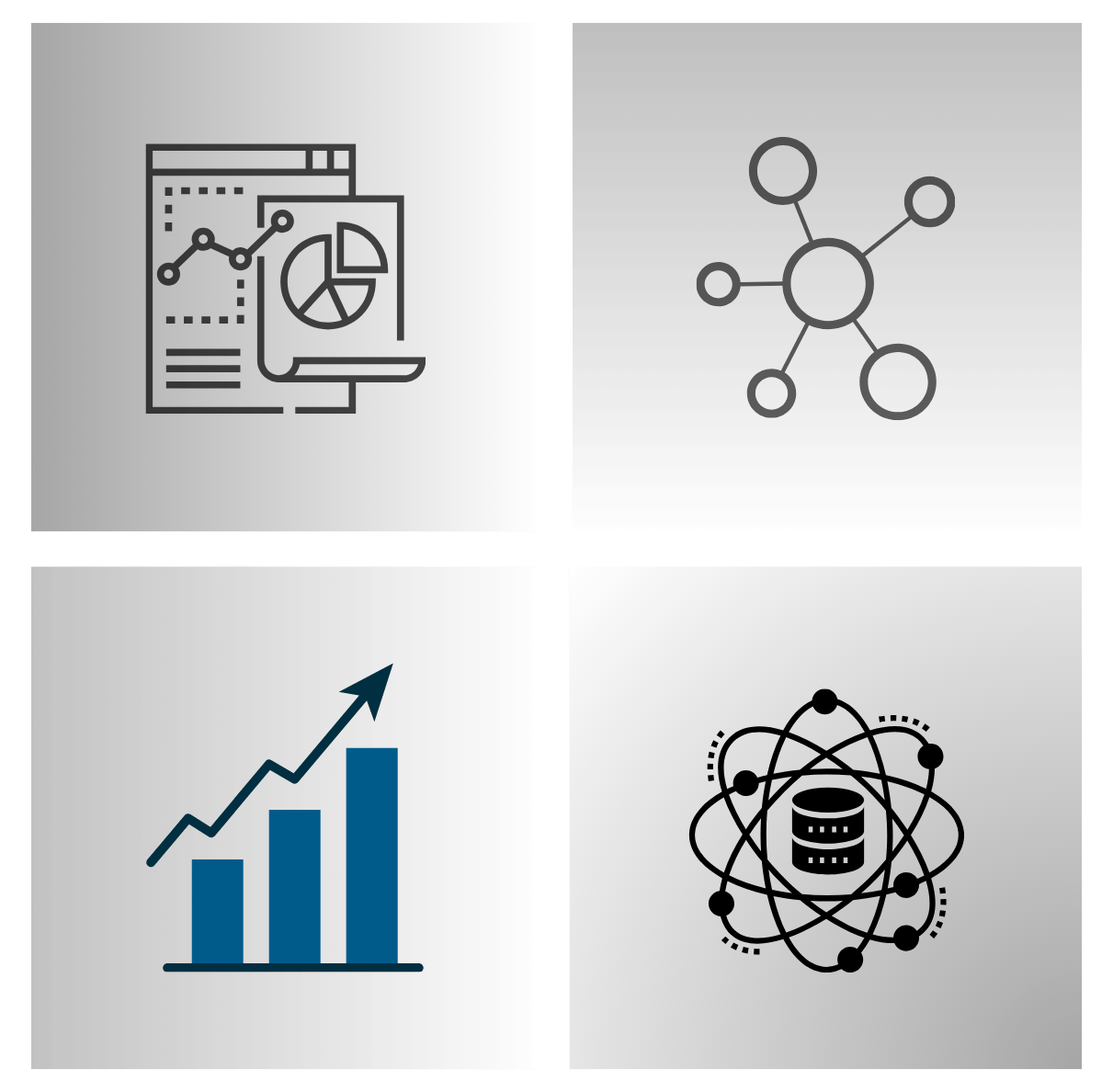Performance Objectives for Jira — a collage of report, network, trend and data-source graphics